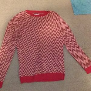 Red and Tan Long sleve Sweater